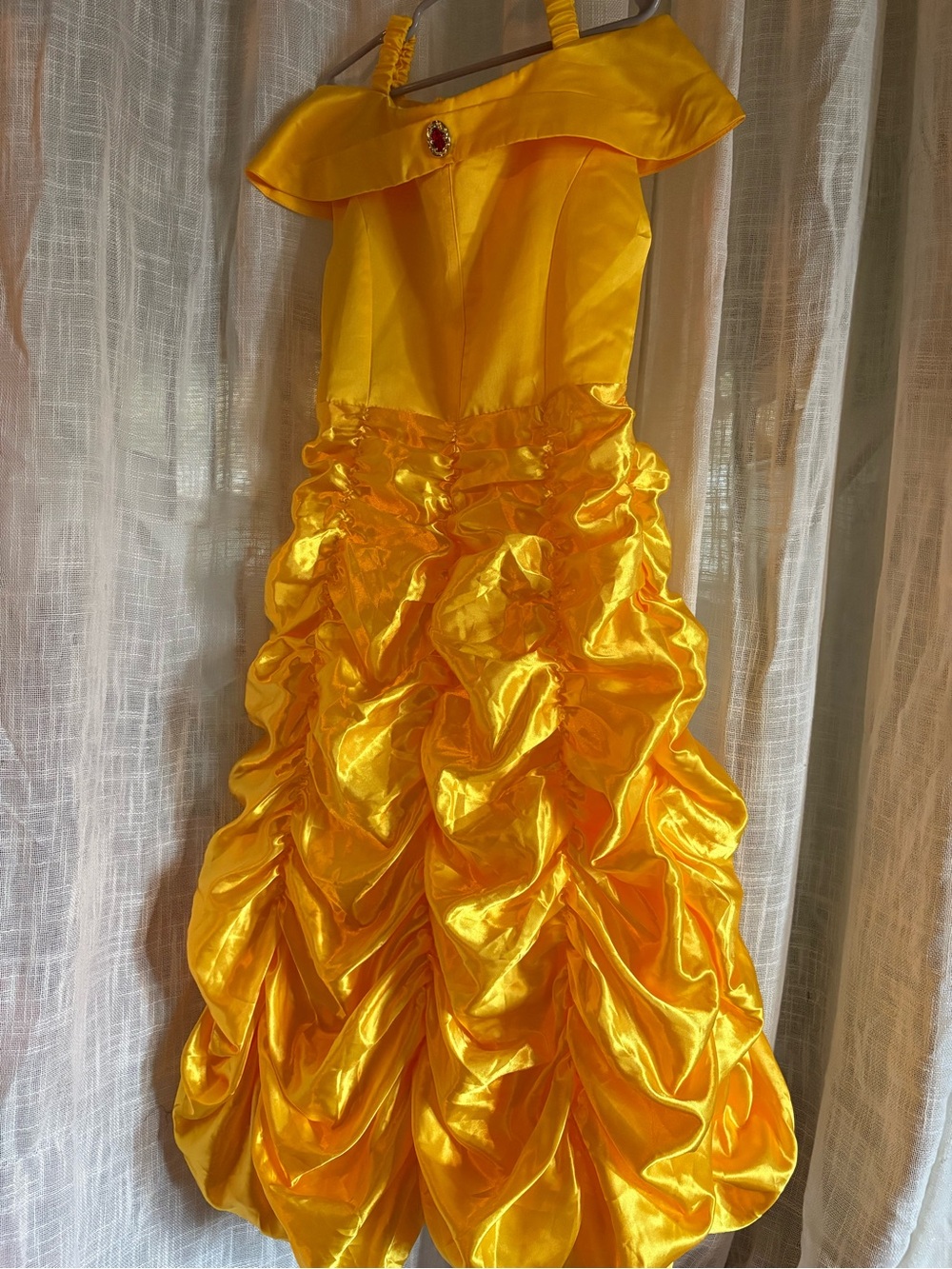 Belle Style Golden Yellow Ruffled Formal Dress with Off-Shoulder Bodice
